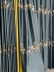QYHL226G Silver Beach Embroidered Birds Faux Silk Custom Made Curtains For Large Windows