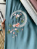 QYHL226J Silver Beach Embroidered Peach Blossom Faux Silk Custom Made Curtains(Color: Blue)