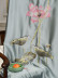 QYL2020D Silver Beach Embroidered Lotus Leaves Faux Silk Custom Made Curtains(Color: Aqua blue)