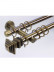QYR10 1-1/8" Hayward Green Bronze Steel Curtain Rod Set With Ball And Square Finial  