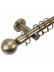 QYR10 1-1/8" Hayward Green Bronze Steel Curtain Rod Set With Ball And Square Finial(Color: Green Bronze Ball Finial)
