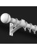 QYR24 1-1/8" White Black Wall Mount Thick Single Double Curtain Rod Sets(Color: White Ball Finial)