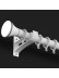 QYR24 1-1/8" White Black Wall Mount Thick Single Double Curtain Rod Sets(Color: White Speaker Finial)