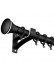 QYR24 1-1/8" White Black Wall Mount Thick Single Double Curtain Rod Sets(Color: Black Speaker Finial)