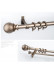 QYR37 1-1/8" Ivory Black Bronze Ball Finial Aluminum Alloy Single Double Curtain rod set(Color: Champagne)