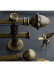 QYR39 1-1/8" Diameter Black Brush Gold Peacock Bracket Aluminum Alloy Single Double Curtain Rod Sets