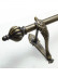 QYR39 1-1/8" Diameter Black Brush Gold Pea cock Bracket Aluminum Alloy Single Double Curtain Rod Sets(Color: Black Brush Gold Crown Finial)