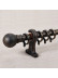 QYR4121 1-1/8" Antique Black White Green Ball Finial Aluminum Alloy Single Double Curtain Rod Sets(Color: Antique black)