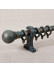 QYR4121 1-1/8" Antique Black White Green Ball Finial Aluminum Alloy Single Double Curtain Rod Sets(Color: Antique green)