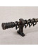 QYR4123 1-1/8" Antique Black White Green Bamboo Finial Aluminum Alloy Single Double Curtain Rod Sets(Color: Antique black)