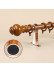 QYR46 1-1/8" Diameter On Sales Wood Grain Aluminum Alloy Single Double Curtain Rod Sets(Color: Teak)
