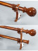 QYR53 1-1/8" Diameter Wood Grain Super Thick Aluminum Alloy Single Double Curtain rod sets(Color: Teak)