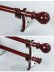 QYR53 1-1/8" Diameter Wood Grain Super Thick Aluminum Alloy Single Double Curtain rod sets(Color: Red wood)