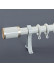 QYR55 1-1/4" Diameter Big Thick White Gold Single Double Curtain Rod Sets(Color: White)