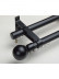 QYRY07 1-1/8" Black Metal Curtain Rod Set With Metal Rollers