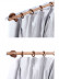 QYT02 1-1/8" Ash Wood Black Walnut Ball Bracket Single Double Curtain Rod Sets 