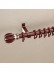 QYT2720 1-1/8" Super Thick Wood Grain Round Single Curtain Rod Set Metal Finial Red Wood Color