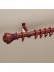 QYT2820 1-1/8" Wood Grain Nano Mute Single Curtain Rod Set Crown Finial Custom Made Red Wood Color