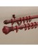 QYT2821 1-1/8" Wood Grain Nano Mute Double Curtain Rod Set Crown Finial Custom Made (Color: Red Wood)