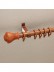 QYT2820 1-1/8" Wood Grain Nano Mute Single Curtain Rod Set Crown Finial Custom Made Teak Color