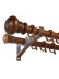 QYT5322 1-1/8" Aluminum Double Drapery Rod And Brackets Wood Look(Color: Teak)