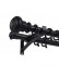 QYT5322 1-1/8" Aluminum Double Drapery Rod And Brackets Wood Look(Color: Black)