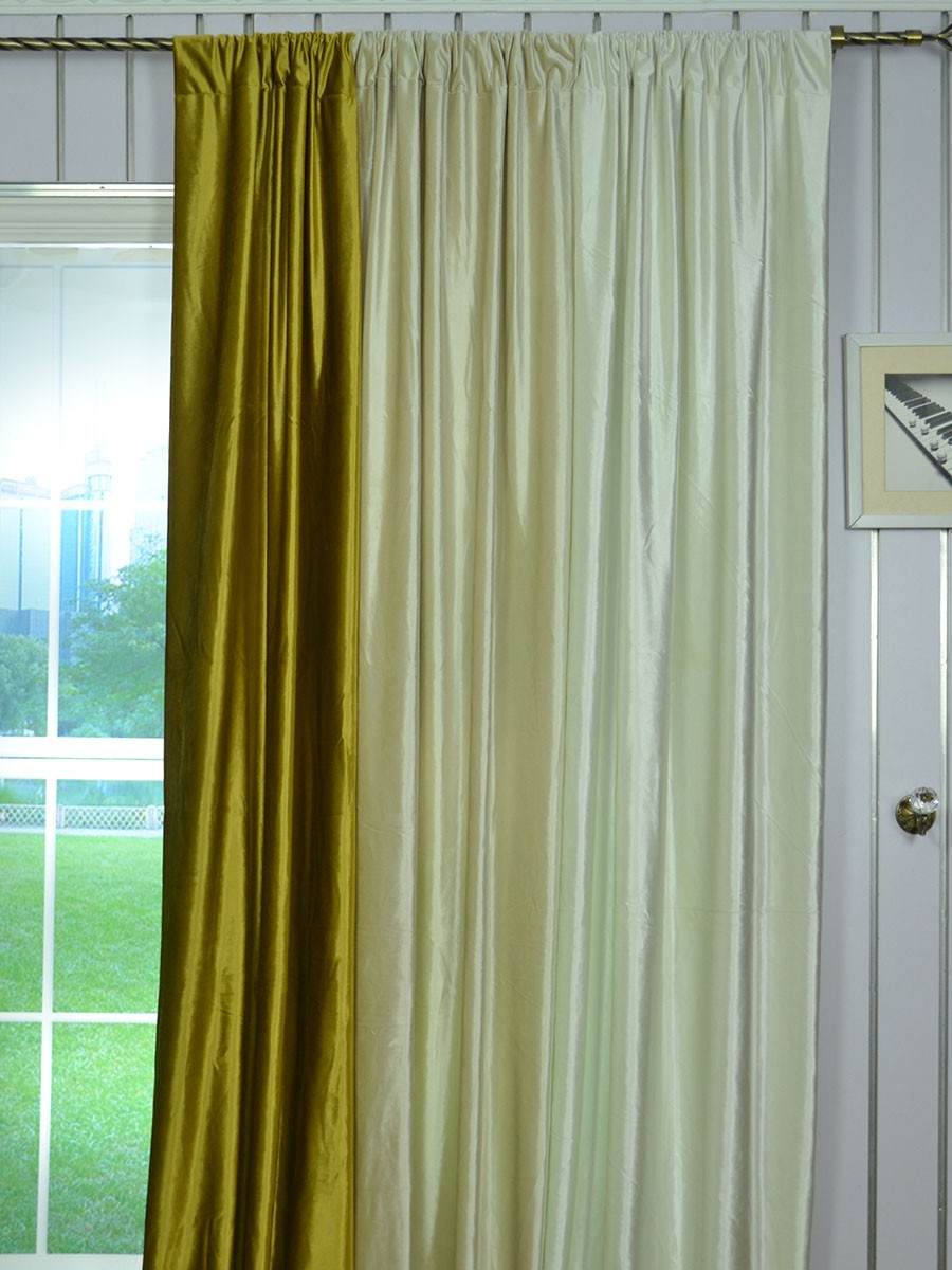 120 Inch Extra Wide Whitney Beige And Yellow Blackout