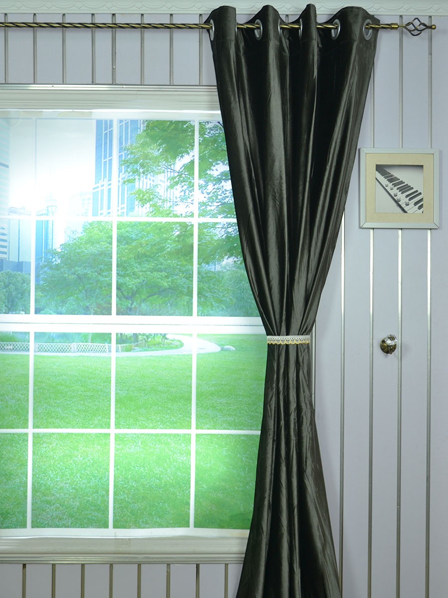 63 Inch 96 Inch Whitney Gray and Black Solid Blackout Grommet Velvet