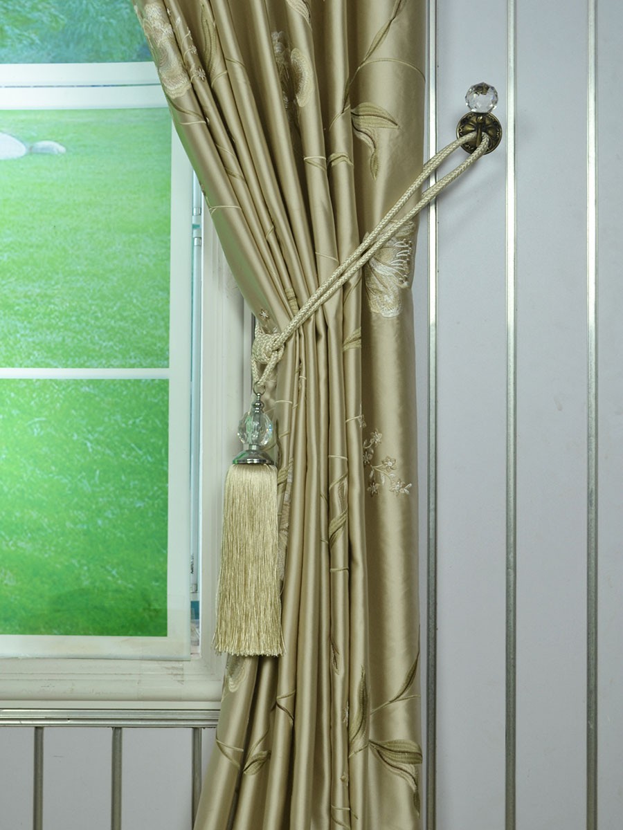 120 Inch Extra Wide Morgan Deep Champagne Embroidered