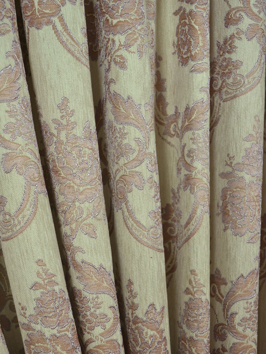 Angel Jacquard Floral Damask Pencil Pleat Chenille Curtain