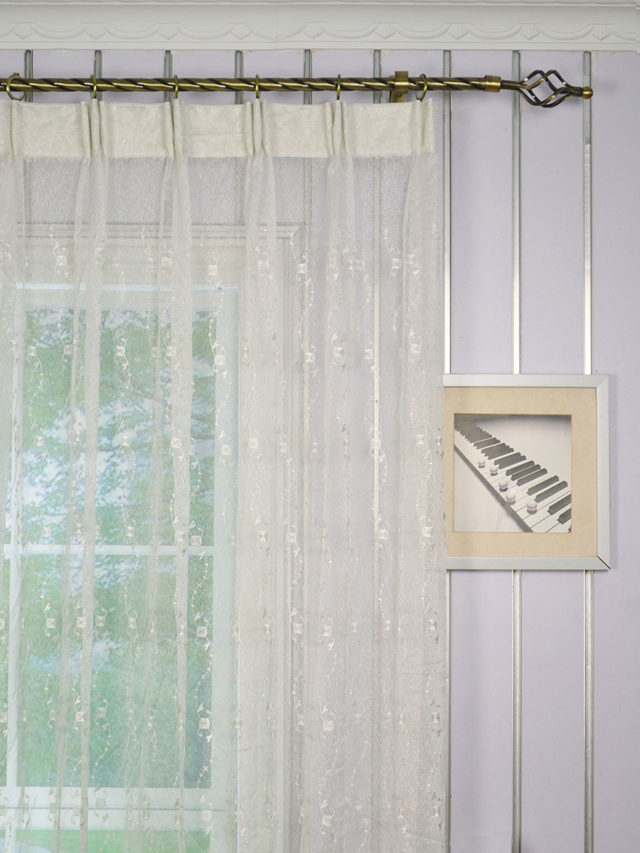 Elbert Daisy Chain Embroidered Custom Made Sheer Curtains