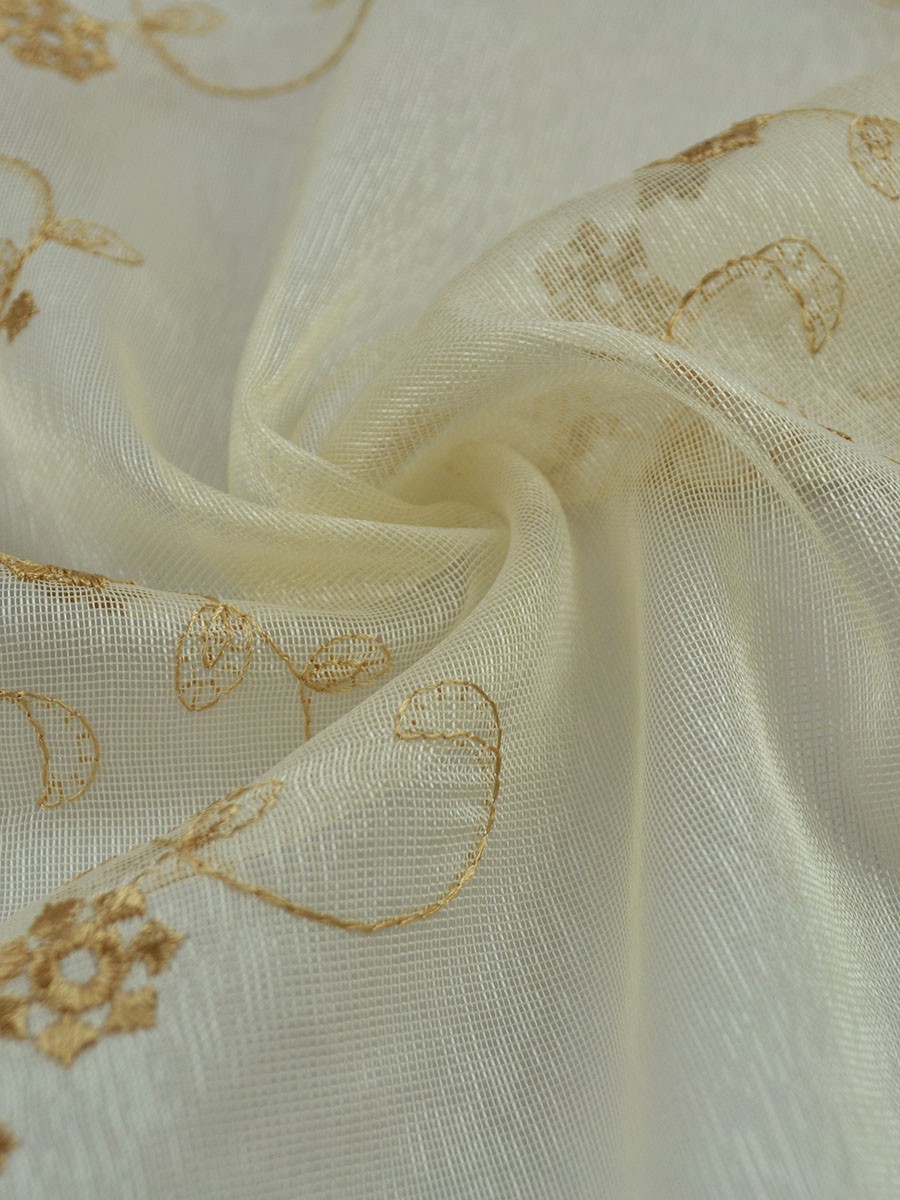 Elbert Vine Floral Embroidered Sheer Fabric Sample