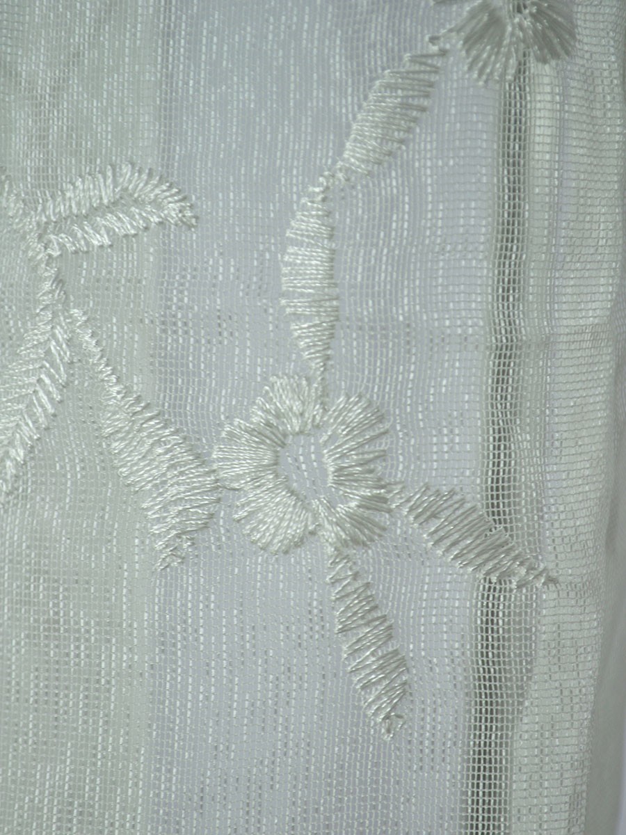 Elbert Branch Floral Embroidered Custom Made Sheer Curtains White