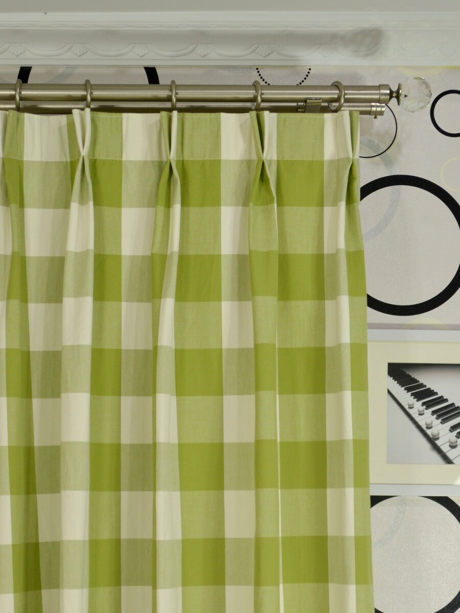 Moonbay Checks Double Pinch Pleat Cotton Extra Long Curtain 108 120