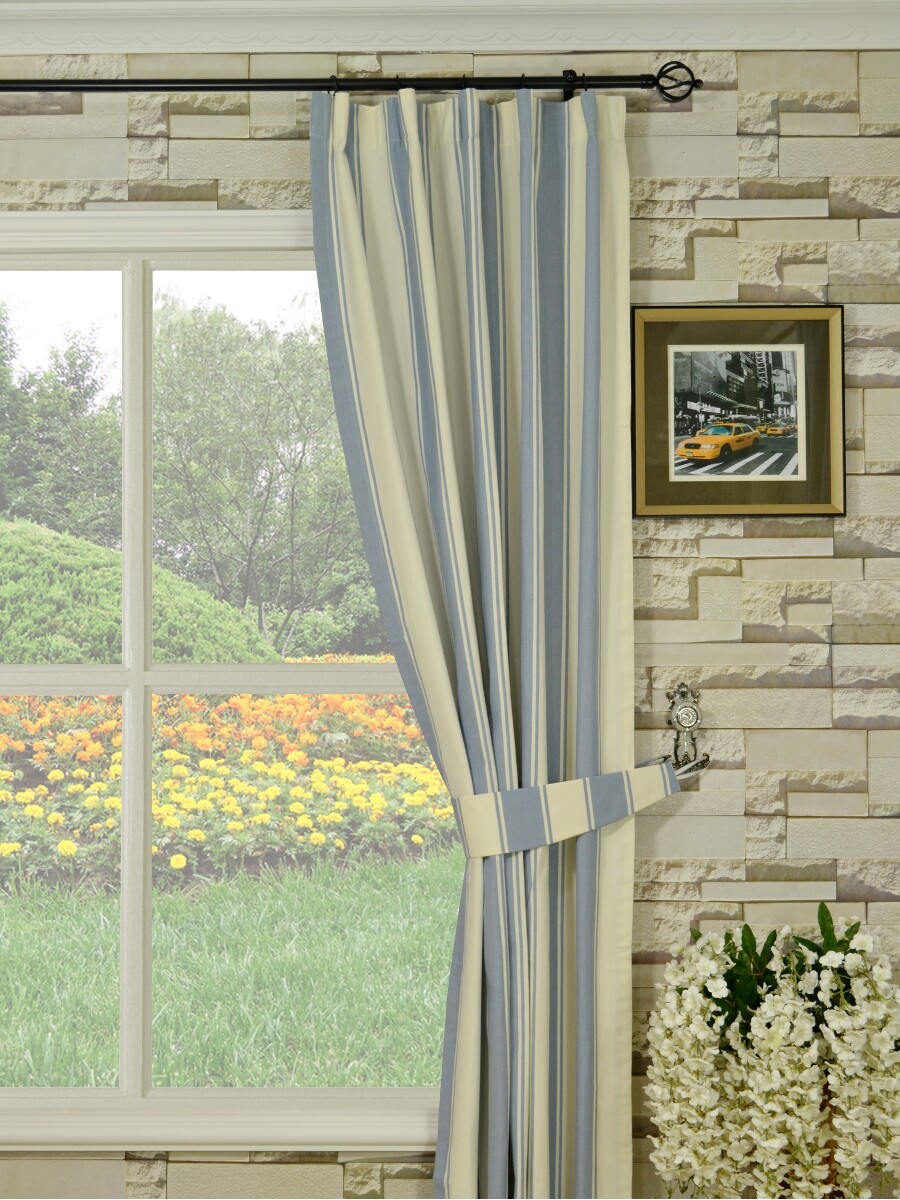 Moonbay Stripe Versatile Pleat Cotton Extra Long Curtains 108 120