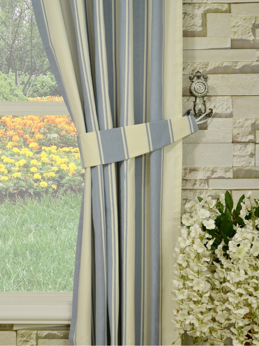 Moonbay Stripe Versatile Pleat Cotton Extra Long Curtains