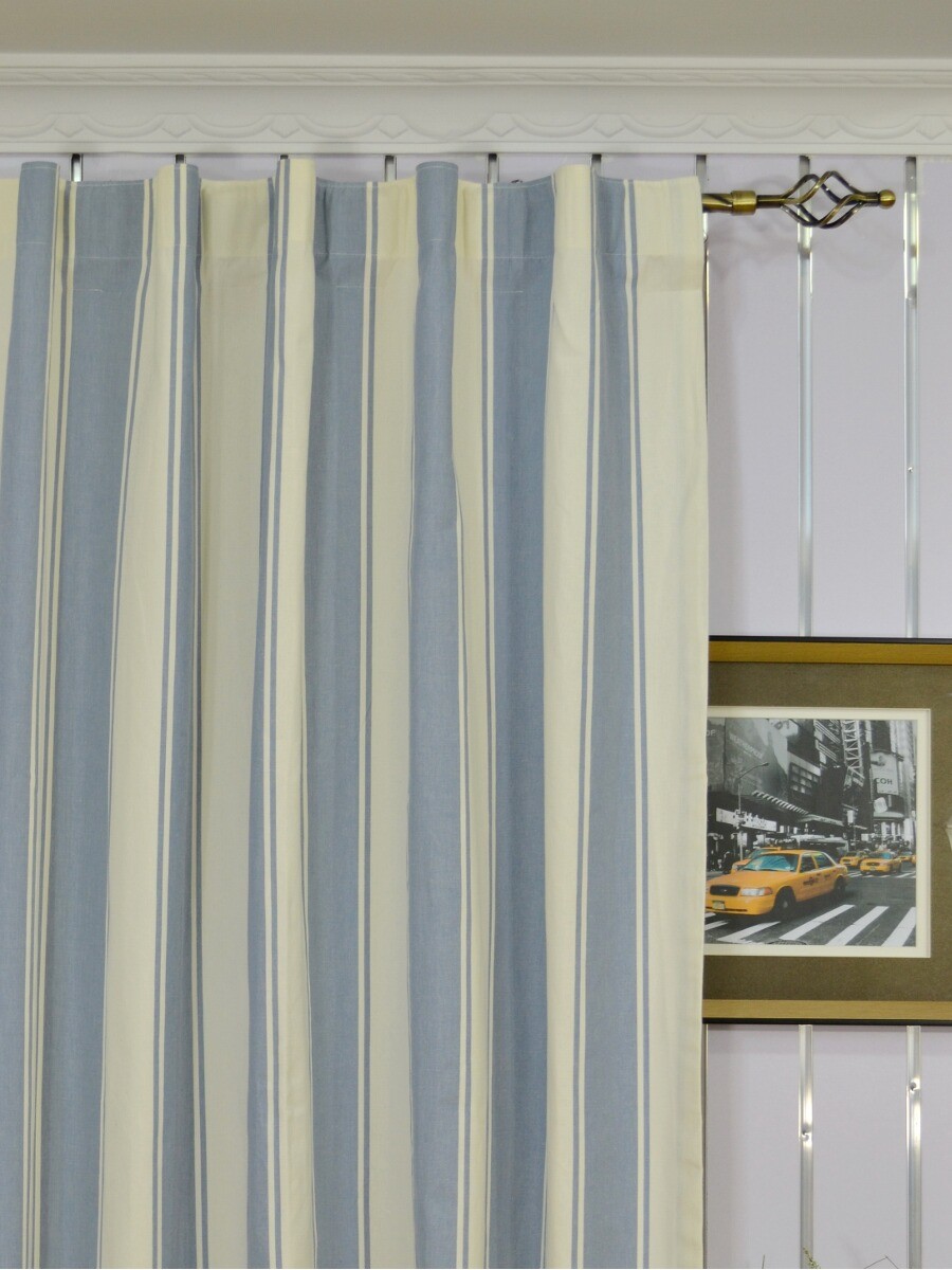 Moonbay Stripe Back Tab Cotton Extra Long Curtains 108