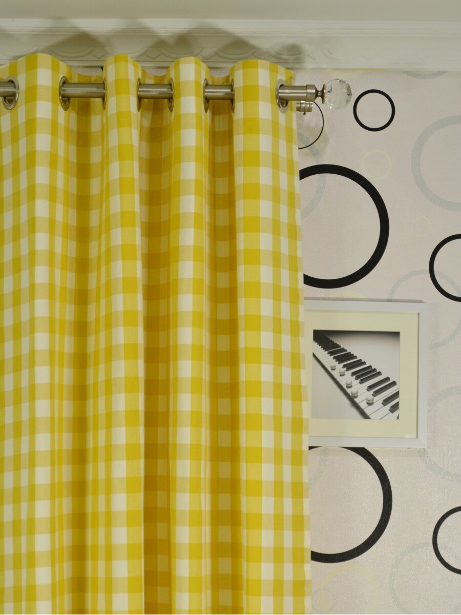Moonbay Small Plaids Grommet Cotton Extra Long Curtains