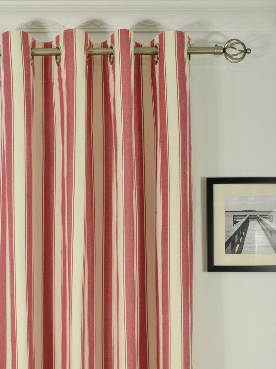 Moonbay Narrow Stripe Grommet Cotton Curtains Panels