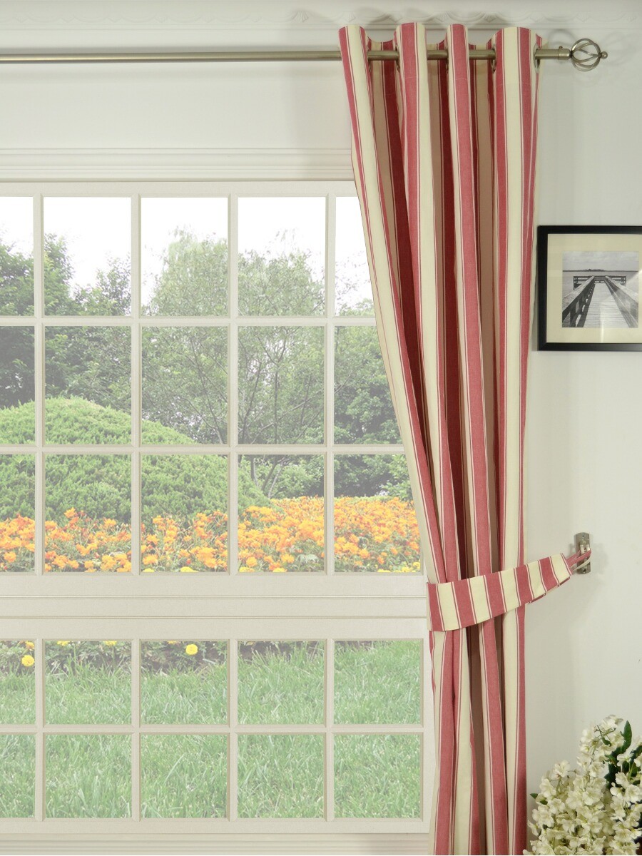 Moonbay Narrow Stripe Grommet Cotton Extra Long Curtains