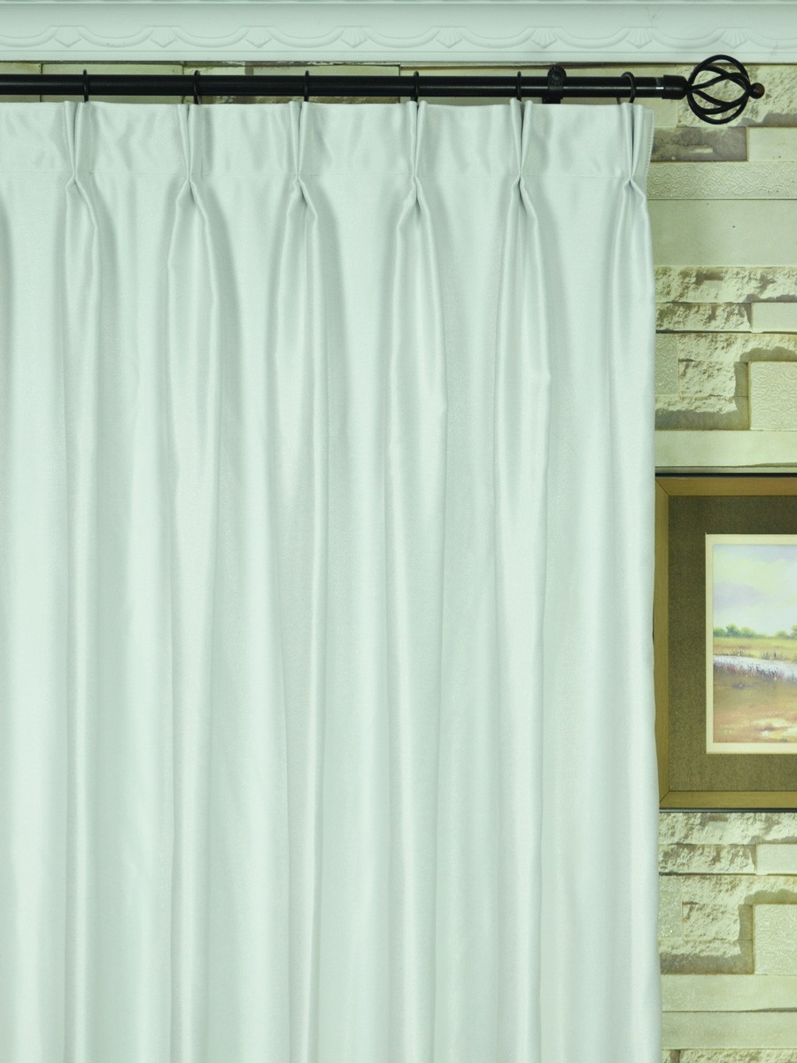 Extra Wide Swan Beige And Yellow Solid Double Pinch Pleat