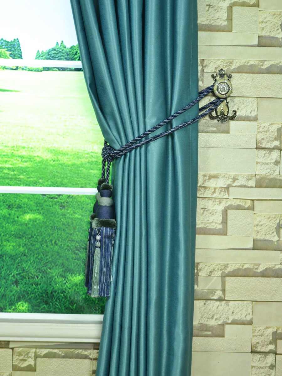 Extra Wide Swan Gray And Blue Solid Double Pinch Pleat Curtains