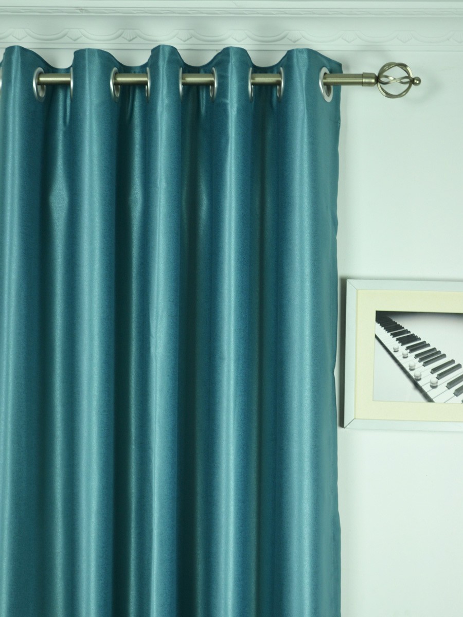 Extra Wide Swan Gray And Blue Solid Grommet Curtains 100