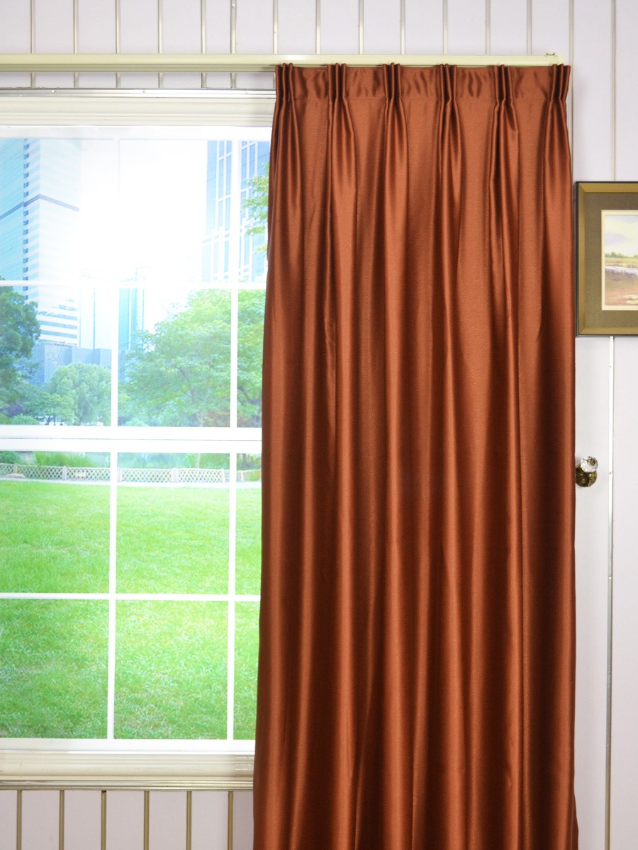 Extra Wide Swan Brown Solid Versatile Pleat Curtains 100