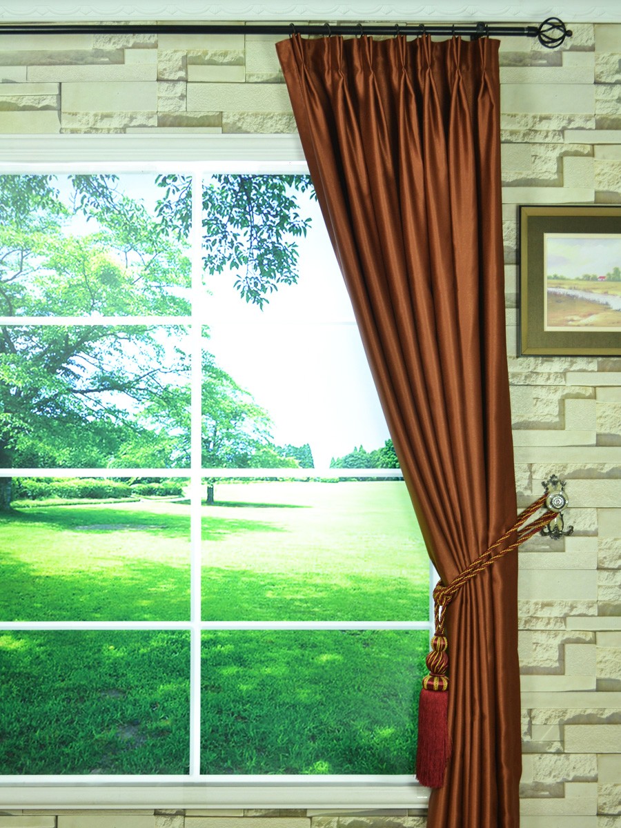 Extra Wide Swan Brown Solid Double Pinch Pleat Curtains