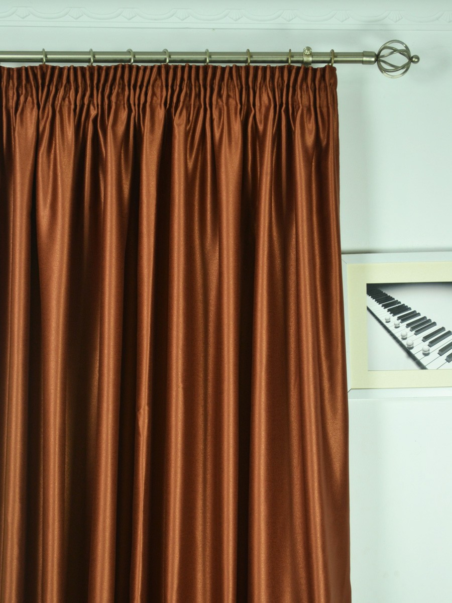 Extra Wide Swan Brown Solid Pencil Pleat Curtains 100