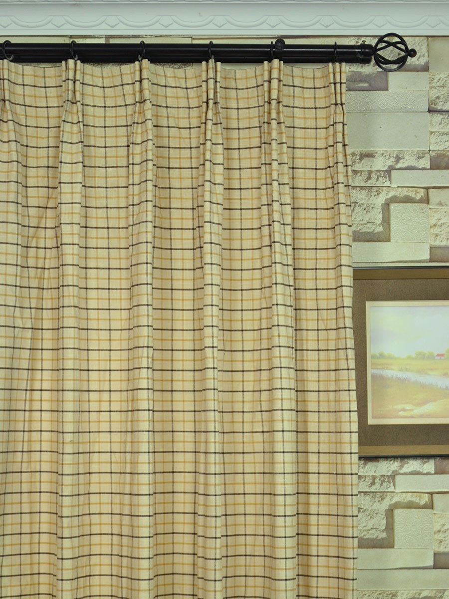 Extra Wide Hudson Small Plaid Versatile Pleat Curtains 100