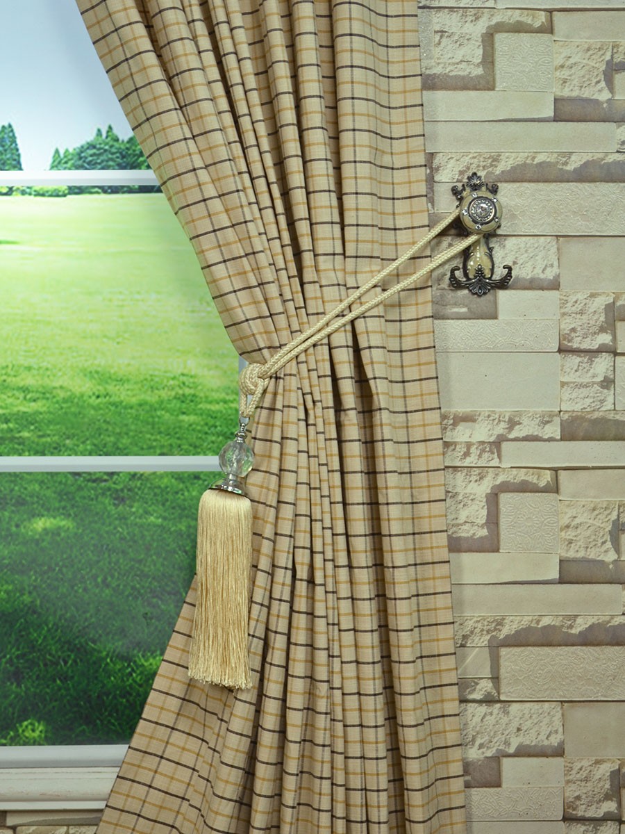 Extra Wide Hudson Small Plaid Back Tab Curtains 100 Inch
