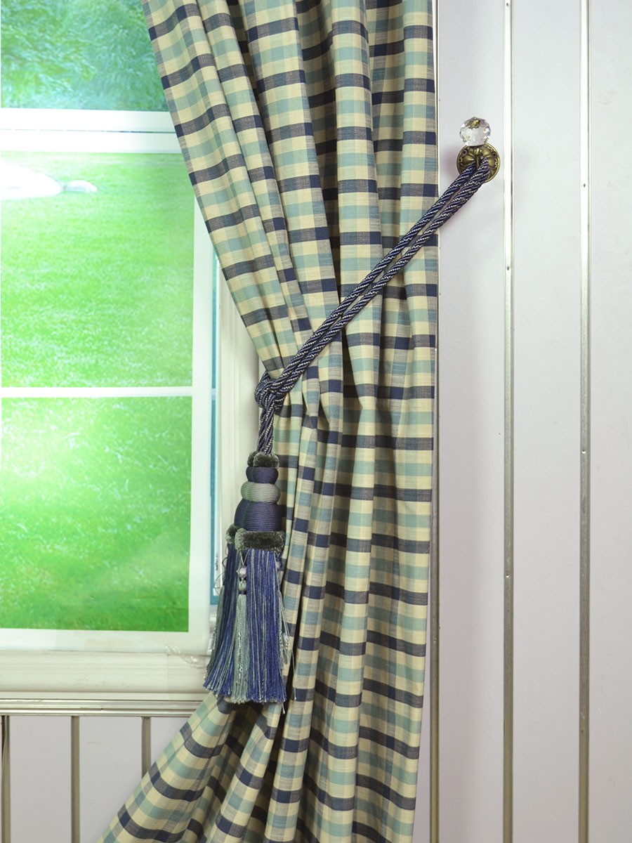Extra Wide Hudson Small Check Double Pinch Pleat Curtains