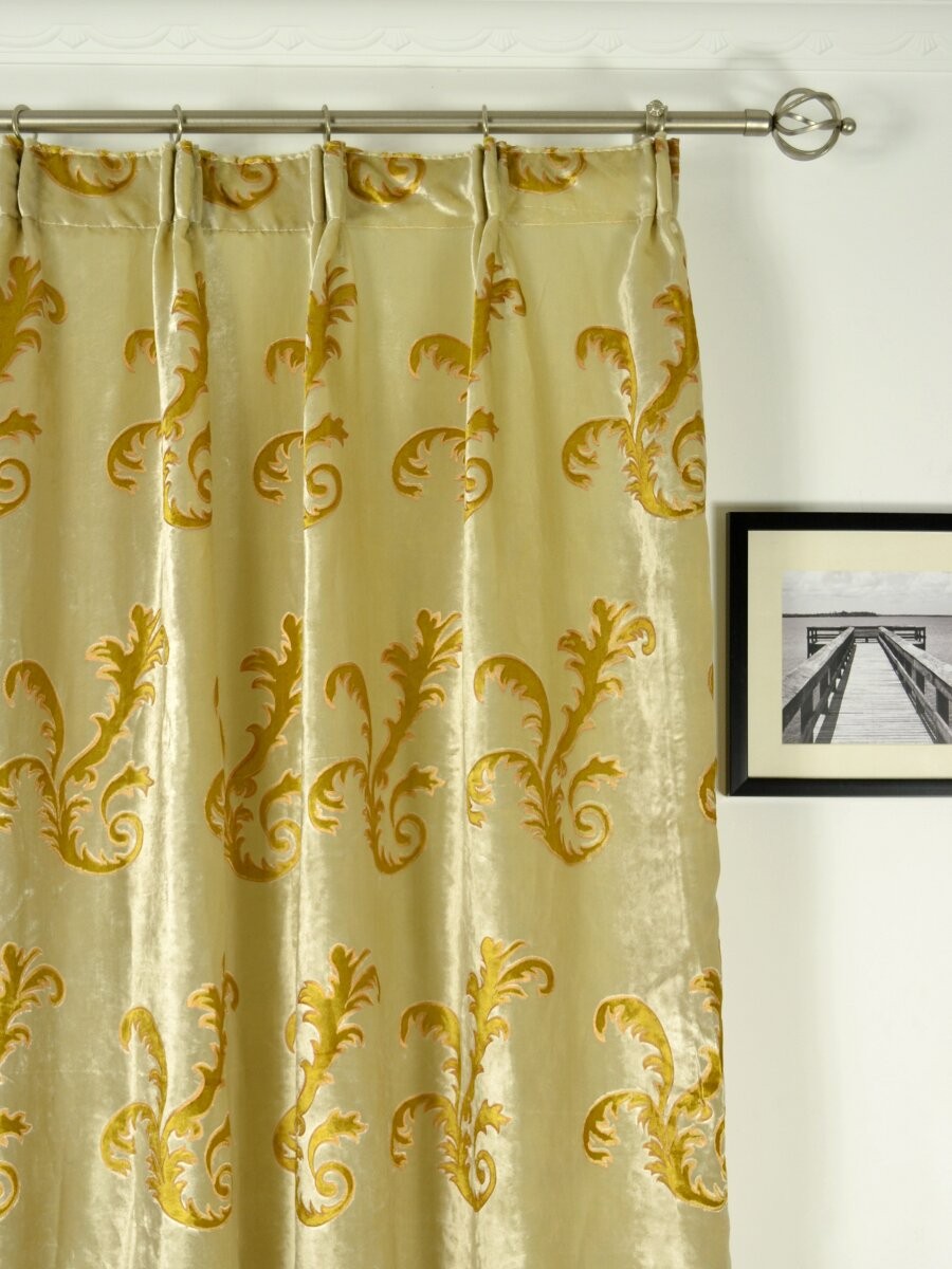 Hebe Mid Scale Scrolls Versatile Pleat Velvet Curtains